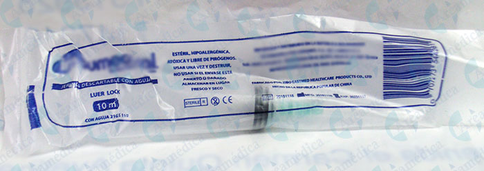 Jeringa inyectadora 10cc 21G aguja luer lock