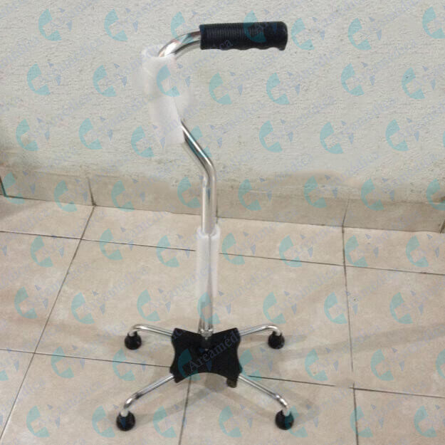 Baston Cuatro Puntos Mango Curvo Base Ancha