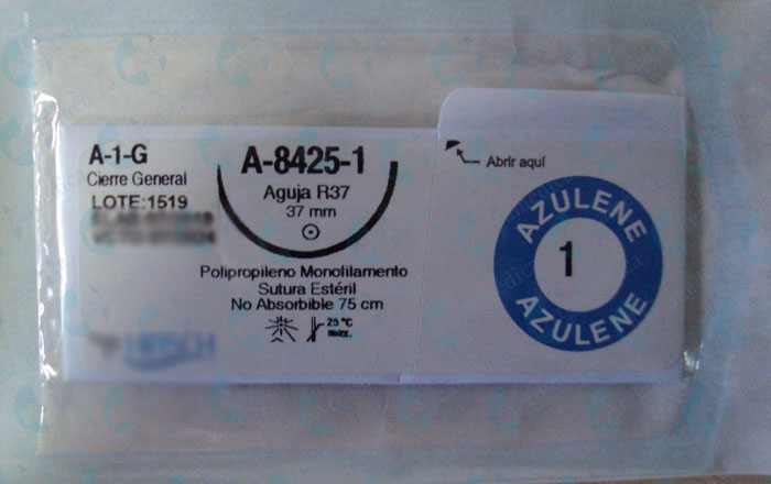 PROLENE 1 CURVA EQUIVALENTE A-8425 CIERRE GENERAL AGUJA R37MM  AZUL A1G