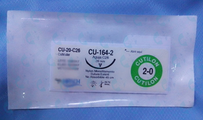 Sutura Nylon 2.0 Curva Equivalente CU-164 Aguja Cortante