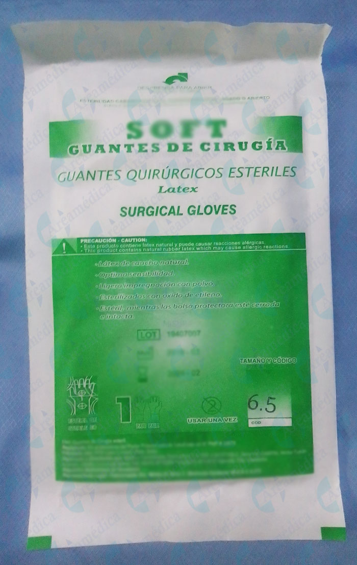 Guantes: "6" "7" "8" por Unidad Paquete X Par Quirurgicos Esteriles