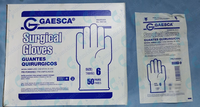 Guantes 6.0 quirurgicos esteriles caja X 50 pares