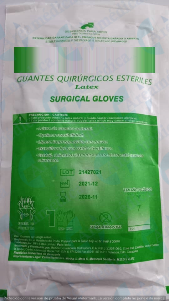 GUANTES 7 X UNIDAD PAQUETE X 01 PAR QUIRURGICOS ESTERILES