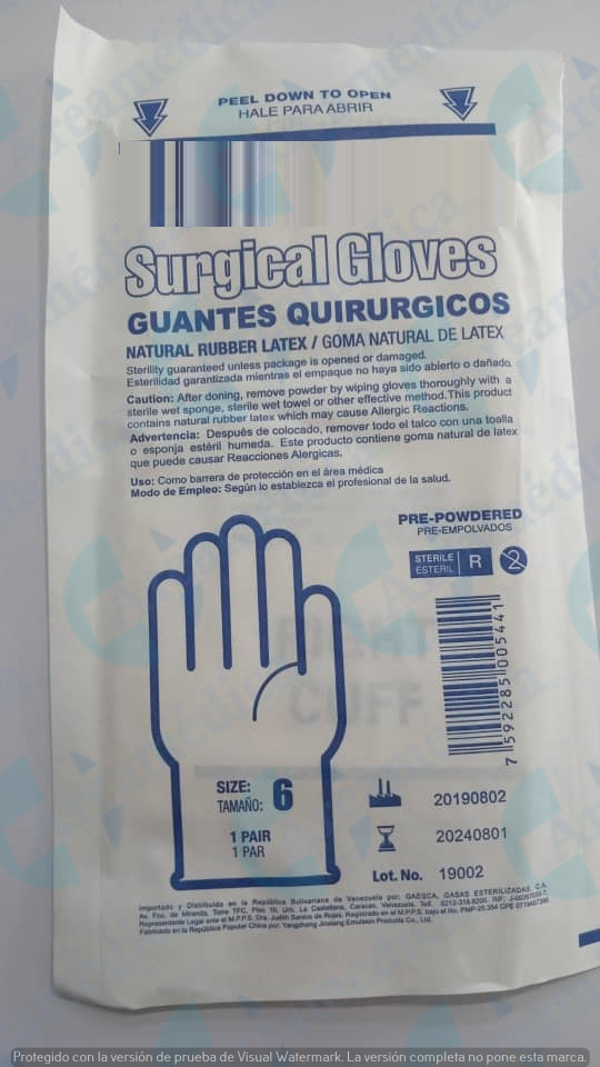 GUANTES 6  X UNIDAD PAQUETE X 01 PAR QUIRURGICOS ESTERILES