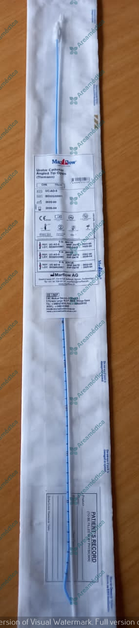 Cateter Ureteral 7FRx70cm de Extremo abierto Open End Punta Angular Tiemann