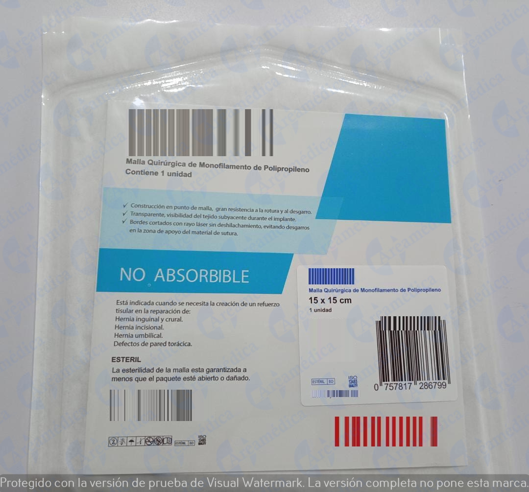 Malla quir&uacute;rgica 15X15 polipropileno