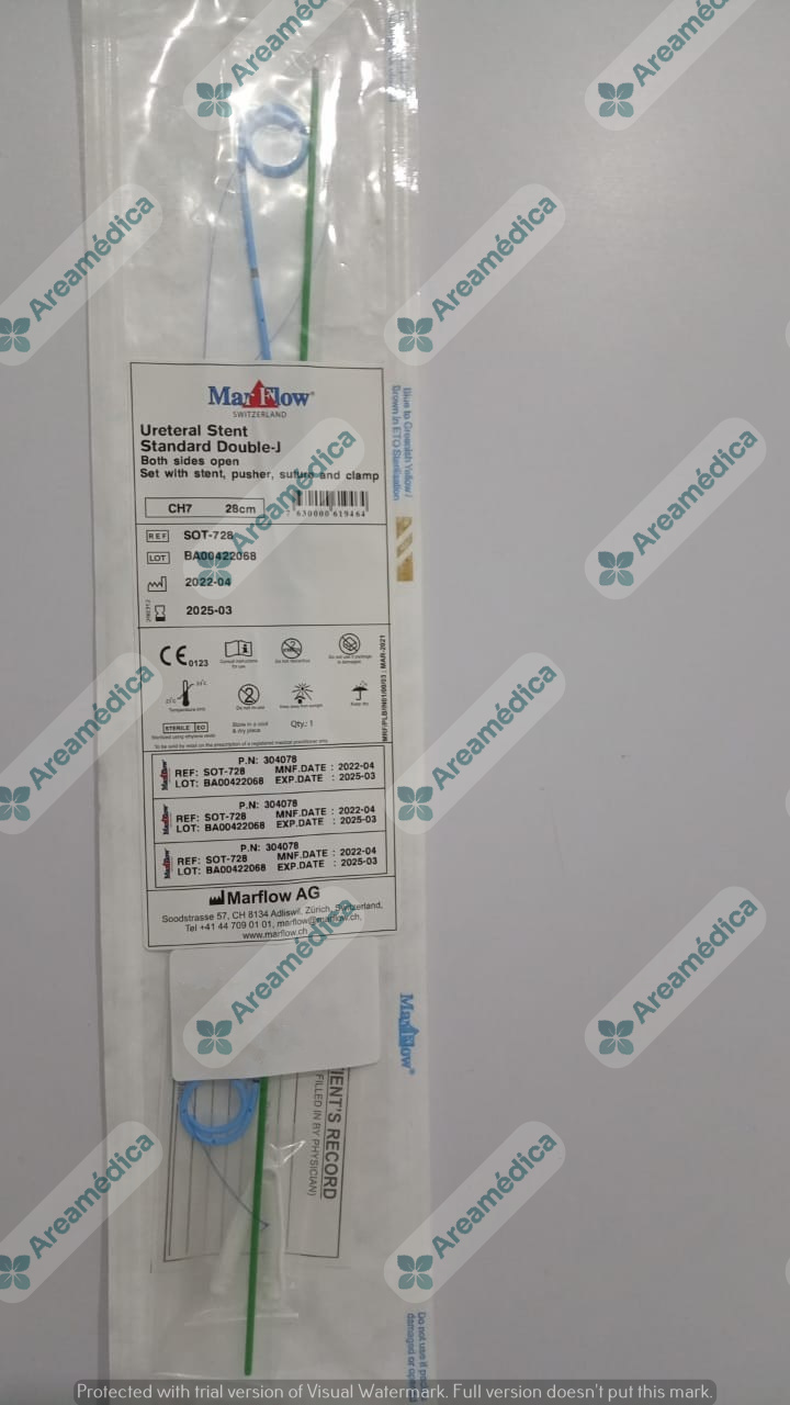 Cateter Doble J 7FR x 28cm Cateter Ureteral Corta Duracion Mar Flow