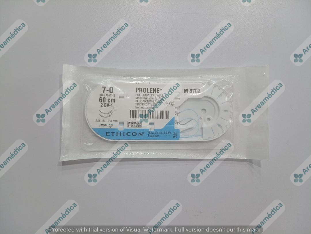 Prolene 7.0  M 8702T Doble Aguja CBV-1 Ahusada 3/8 9,3mm 60cm Cardiovas. Ethicon