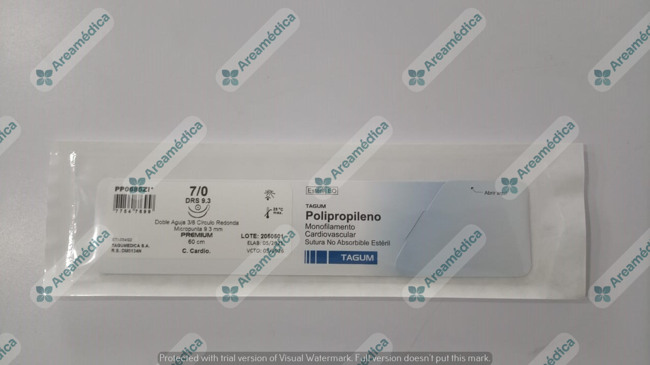 Prolene 7.0 Curva No Cortante 8702T Cardiovasc. Dos Agujas 3/8 9.3mm 60cm TAGUM