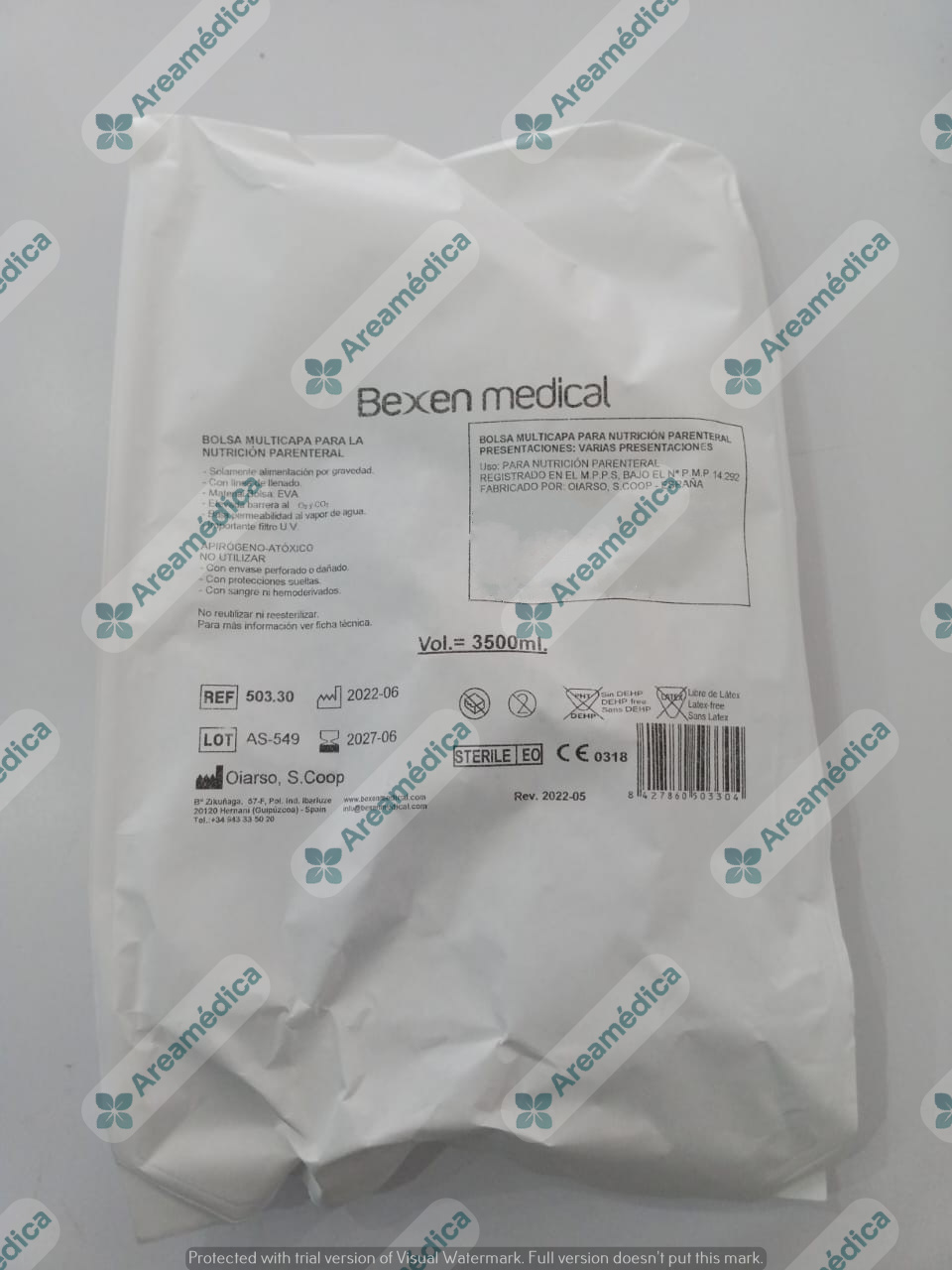 Bolsa Nutricion Parenteral Multicapa 3 Vias 3.5 Litros Alimentacion por Gravedad