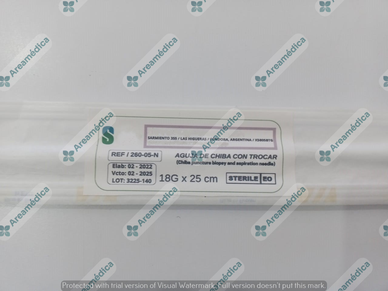 Aguja para Biopsia Chiba 18G x 25cm Nova-Core