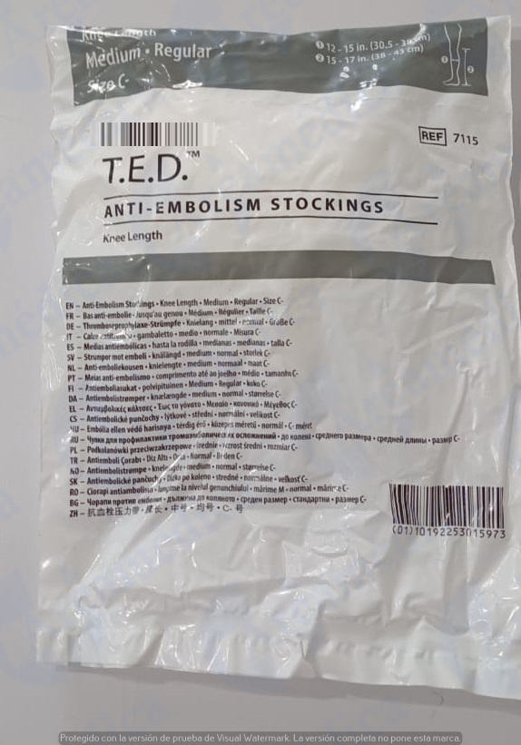 Media antiemb&oacute;lica rodilla blanca (talla M)