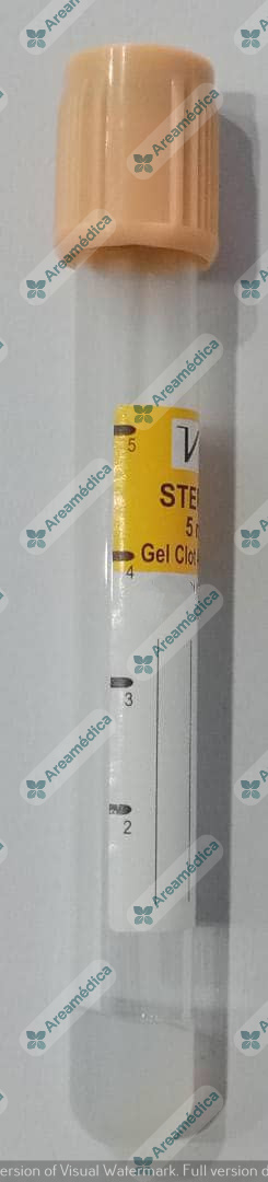 Tubo Extraccion Sangre Tapa Amarilla 5cc Gel Clot Activador Vidrio x Unidad