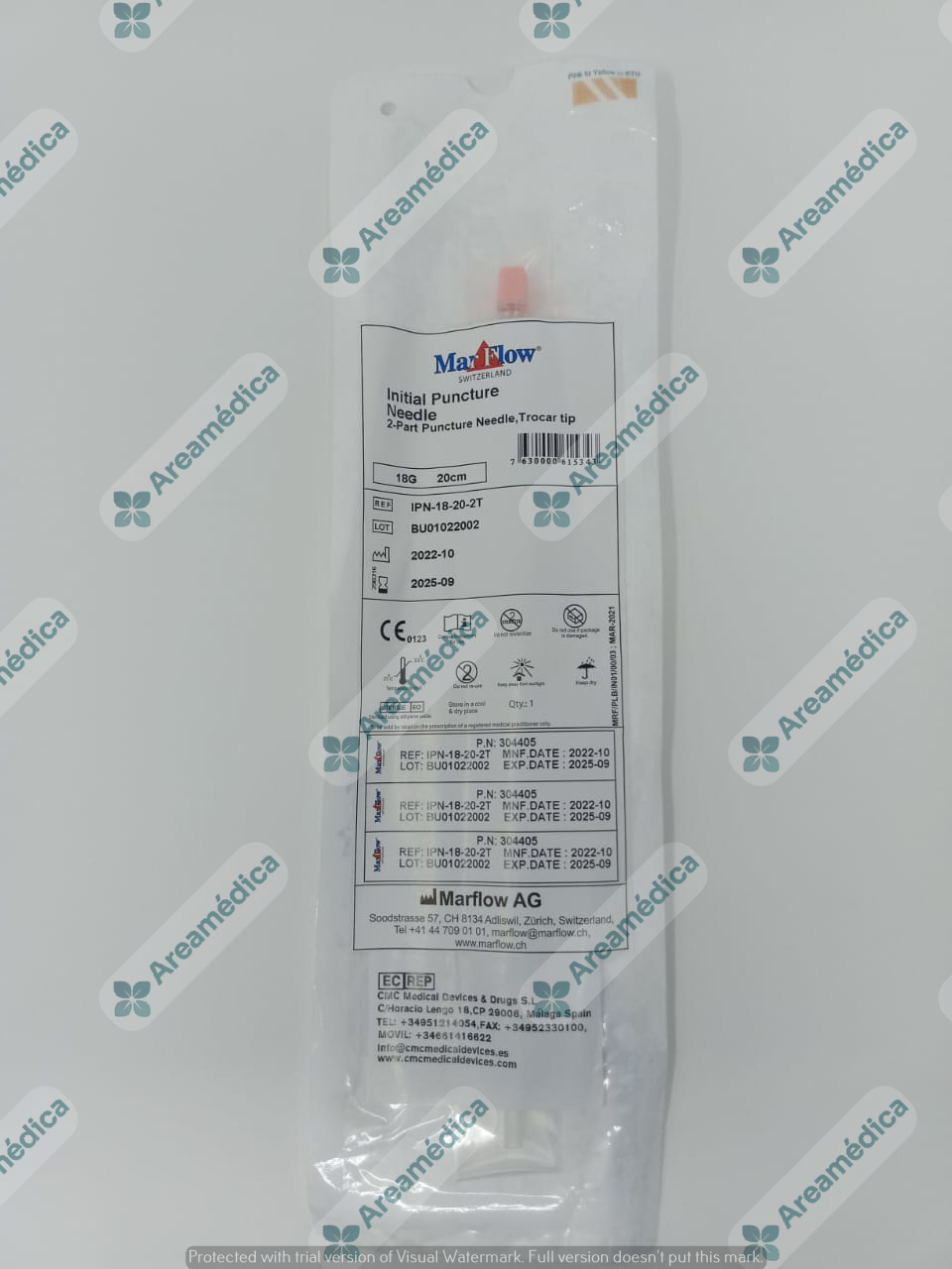 AGUJA CHIBA 18G X 20CM AGUJA DE PUNCION LUMBAR  2 PARTES PARA NEFROSTOMIA