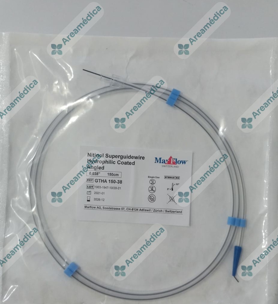 Guia Hidrofilica Nitinol 0.038 x150cm Negra Angulada Guia Terumo Guia de Trabajo
