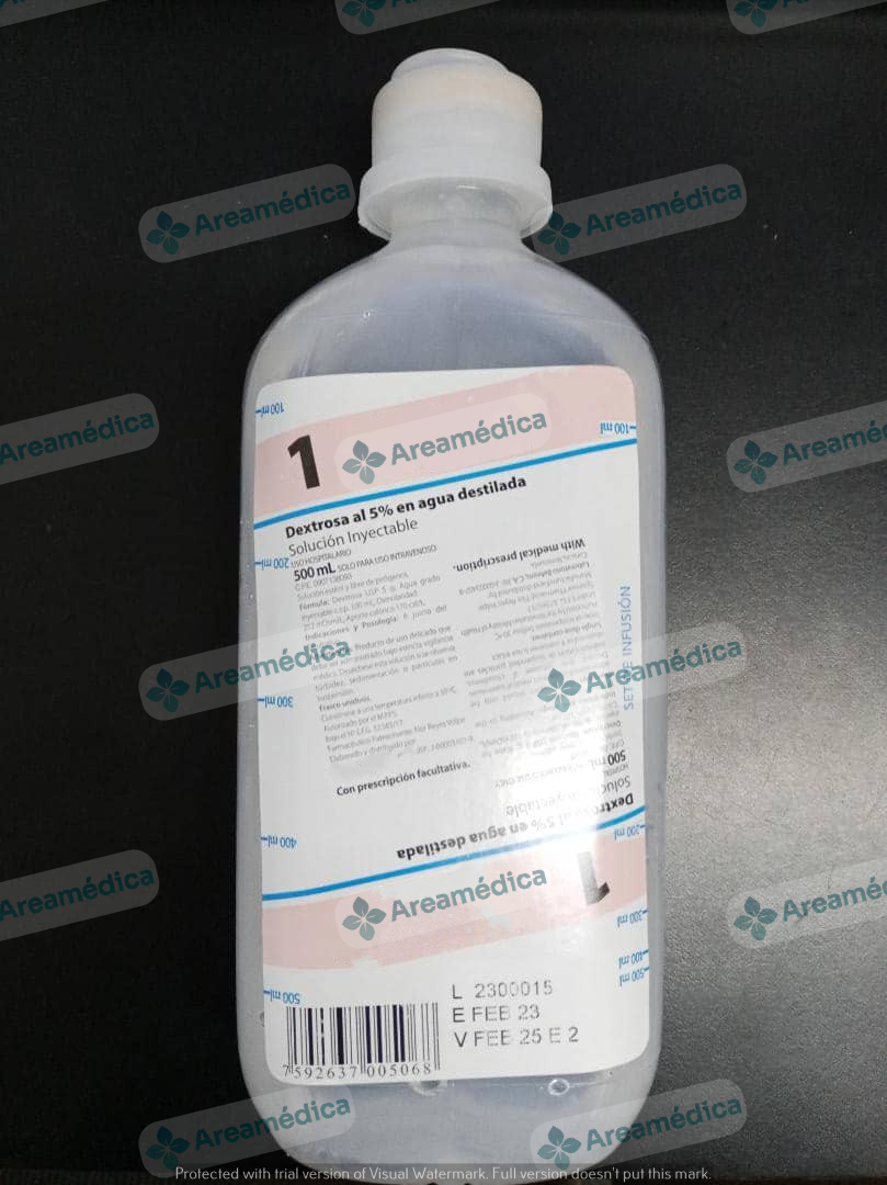 Dextrosa al 5 % Agua Destilada 500 Ml (E ) Caja x 12 Uds. Precio x Unidad