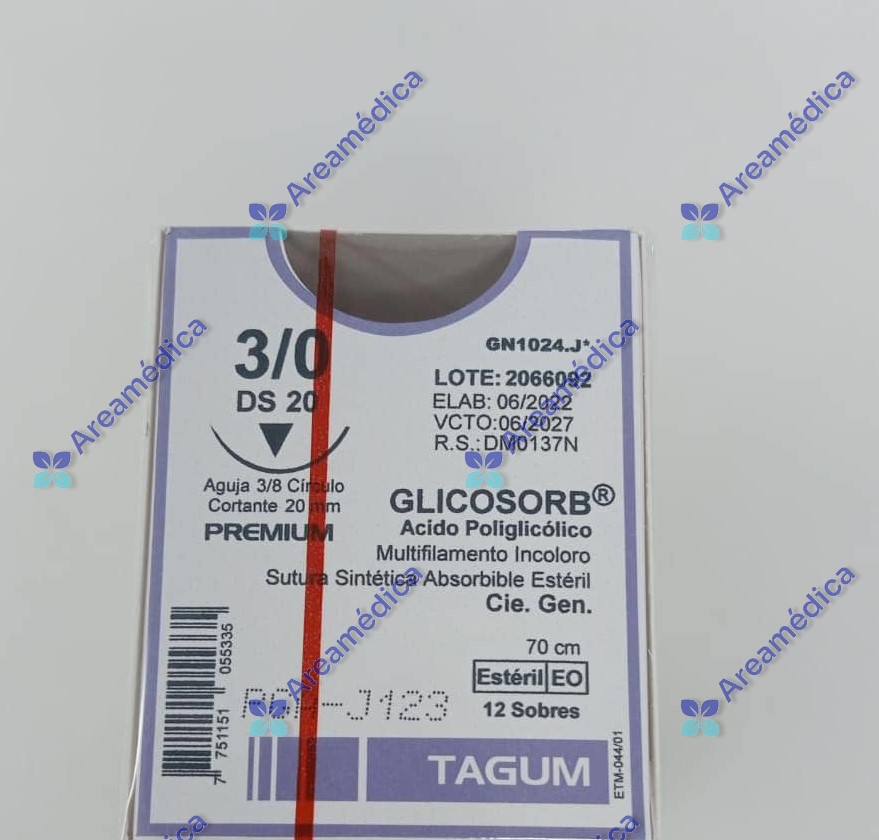 Vicryl 3.0 Curva Cortante J-123 Aguja 3/8C 20mm 70mm Absorbible Sutura