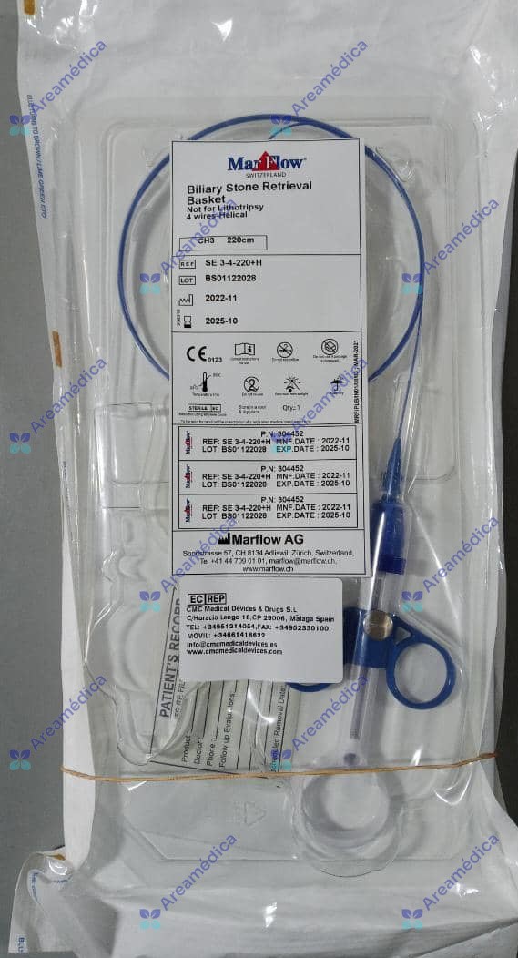 Cesta para Extraccion De Calculos Biliares con Punta 3Fr x 4hilos x 220cm Nitino