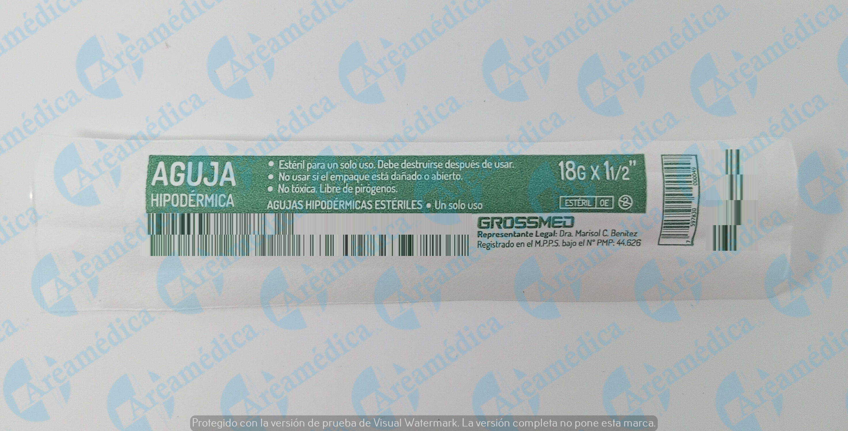 Aguja hipodermica 18g x 1 1/2