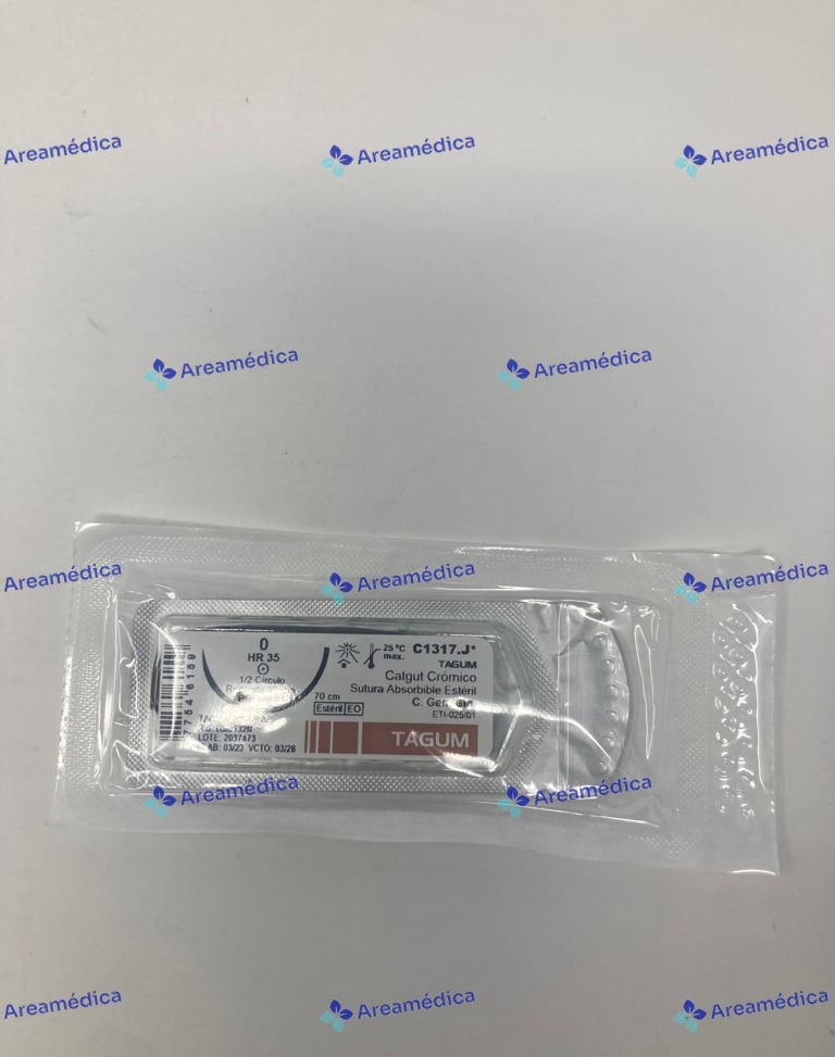 Catgut Cromico 0 Curva No Cortante CC812 Cierre Obste. Aguja CT1 1/2C 35mm 70 cm