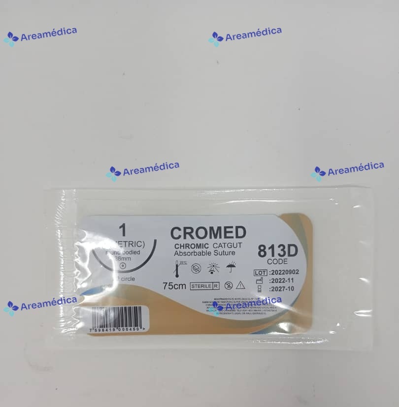 Catgut Cromico 1 Curva No Cortante CC813 Ginecologia Aguja 1/2 36mm 75cm