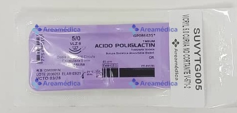 Vicryl 5.0 Curva No Cortante V-571 2 Agujas 1/4C 8mm 45mm Espatula Oftal. Sutura