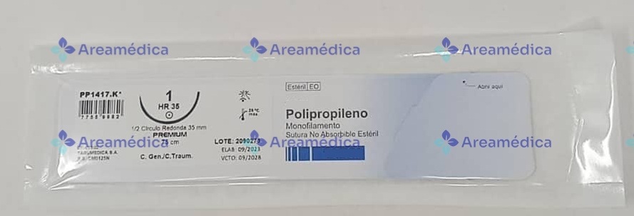 Prolene 1 Curva No Cortante A-8425 Cierre General Aguja 1/2C R35mm Hebra Azul 75