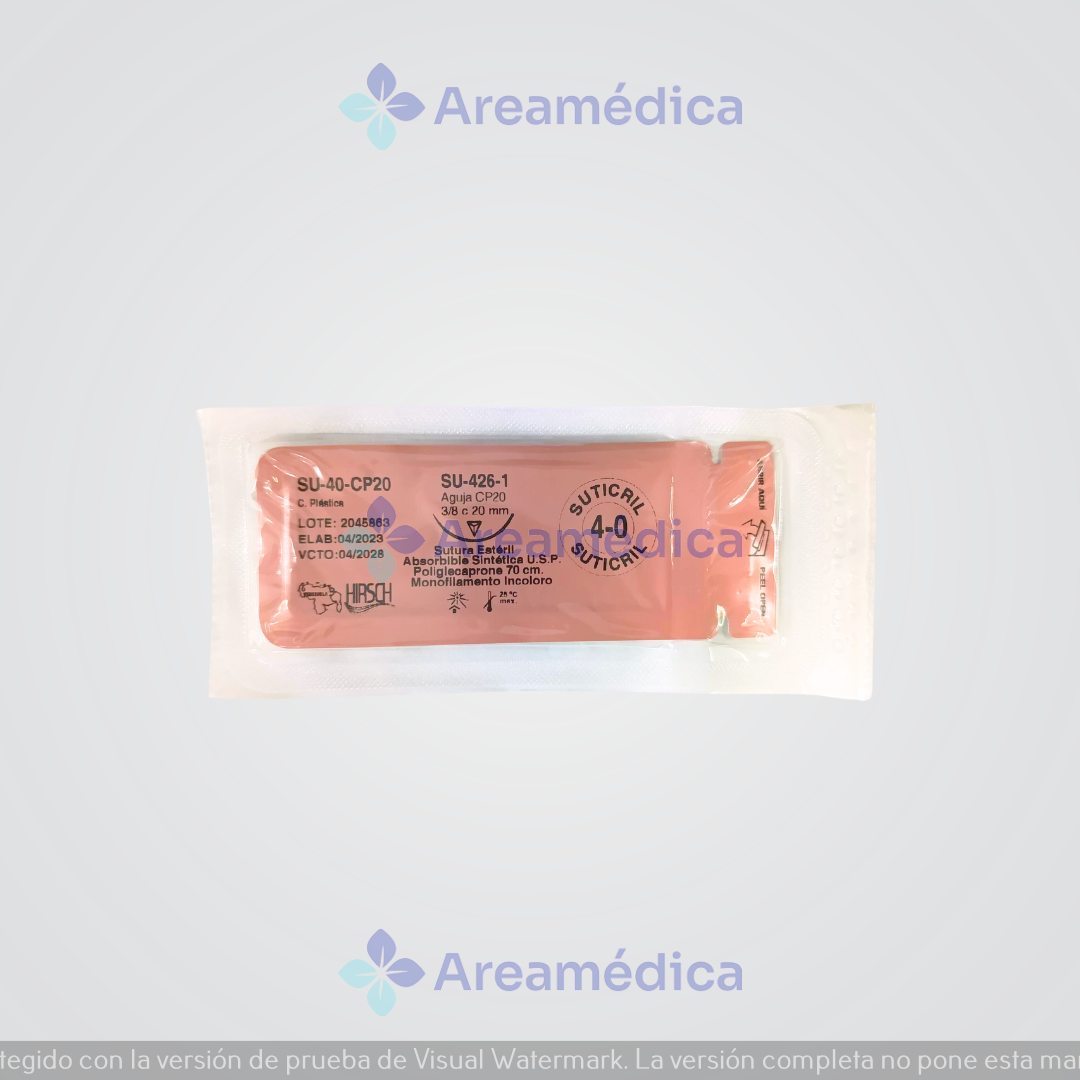 Monocryl 4.0 Curva Cortante Y426 Aguja 3/8C 20mm Poliglecaprone 70 cm Sutura