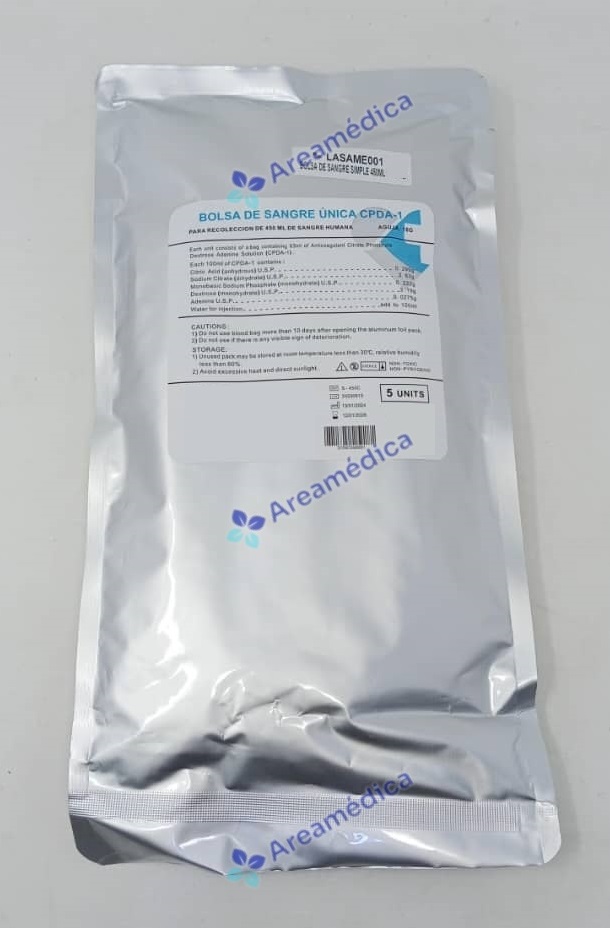 Bolsa De Sangre Simple 450Ml 16G Precio Paquete X 5 Und Empaque Sellado