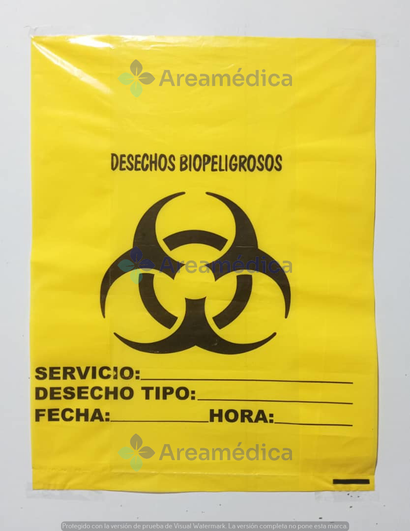 Bolsa de Desechos Biopeligrosos Color Amarillo 36X50X8 CM