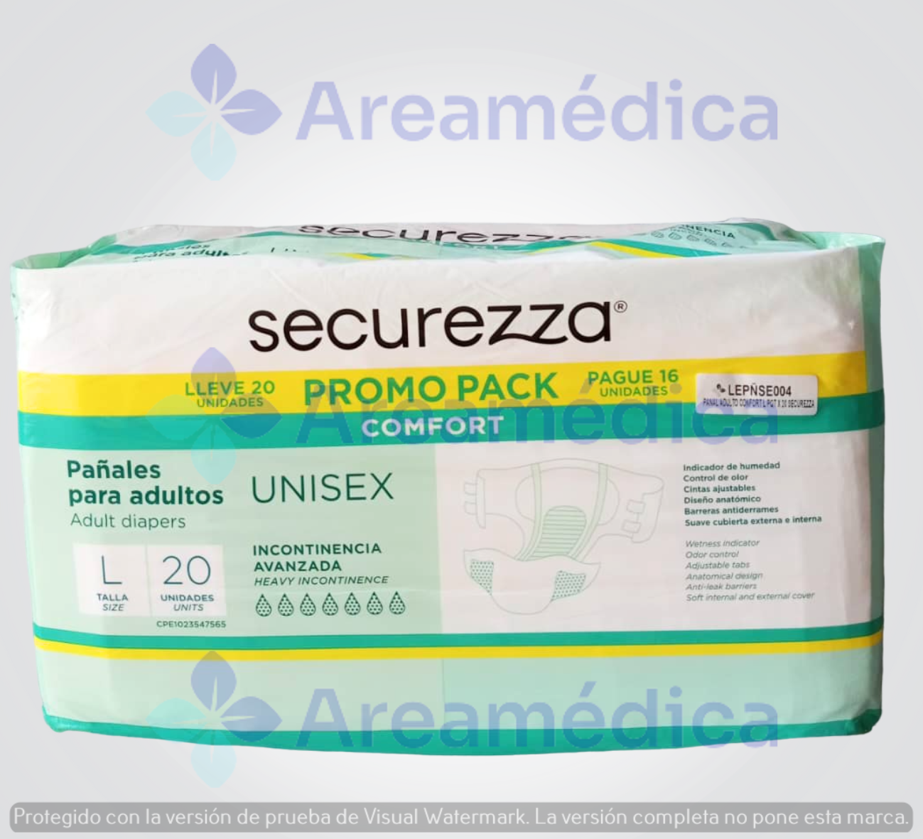 Pa&ntilde;al Adulto Confort L Paq X 20 UND Incontinencia Abundante Securezza