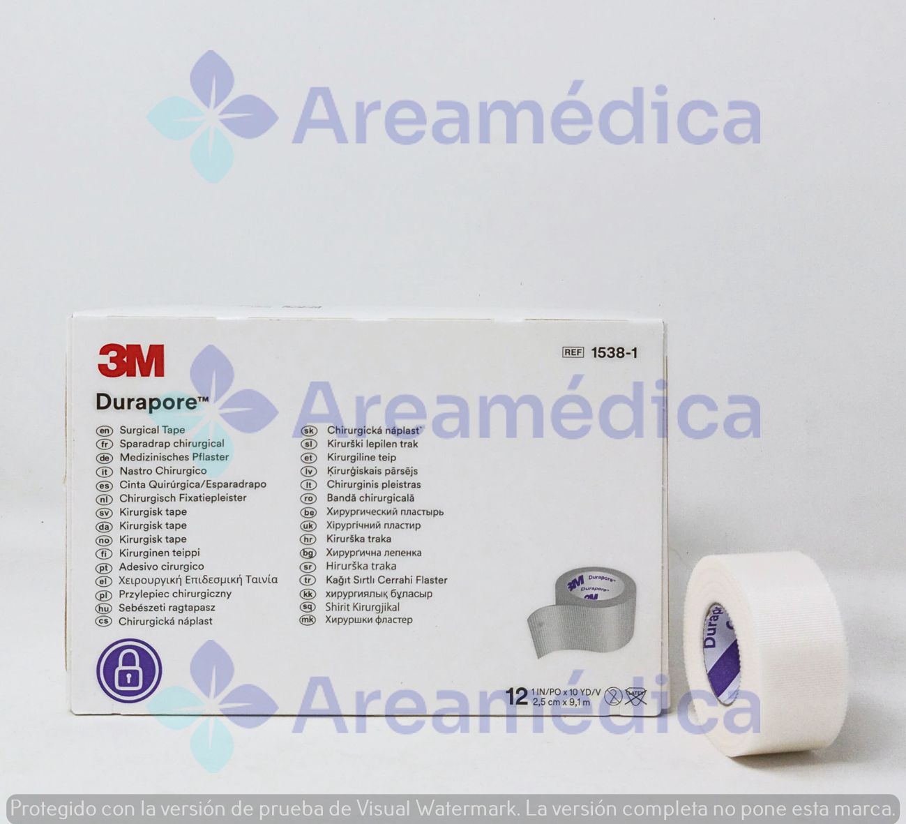 Durapore 1 PLG X 10 Yardas 2,50 CM X 9,1 MTS Color Blanco 3M Adhesivo