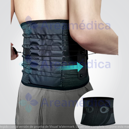 Faja Lumbar Soporte Lumbo Sacro Talla M Doble Ajuste Con Hilos Color Negro Unise