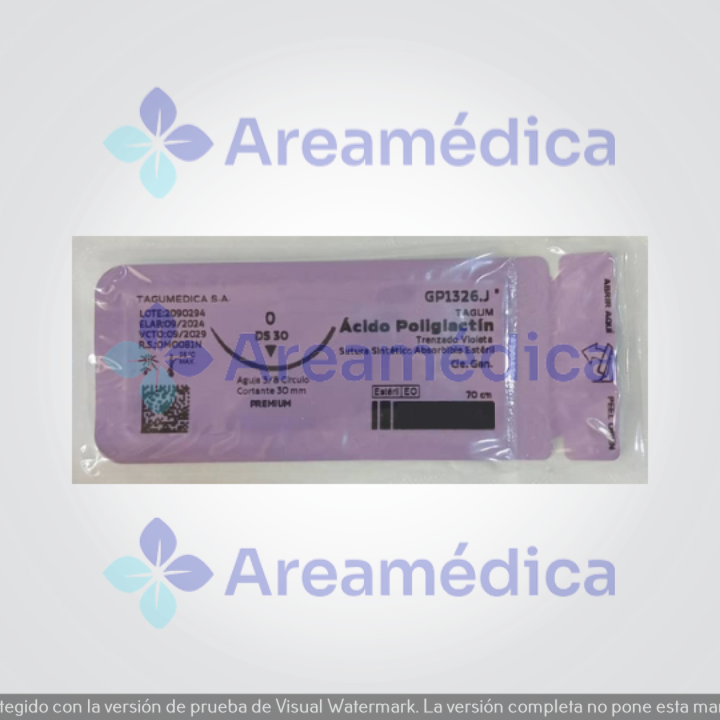 Vicryl 0 Curva Cortante 1 Aguja 3/8C 30MM 70CM Acido Poliglactin