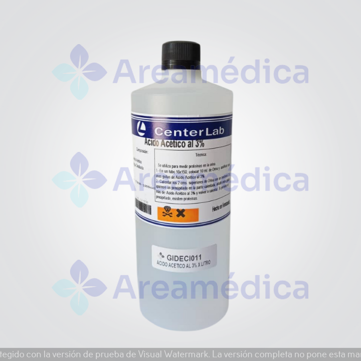 Acido Acetico Al 3% X 1 Litro En Agua Destilada