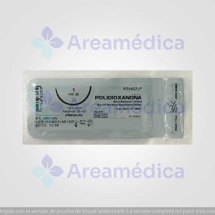 PDS 1 Curva No Cortante Z-341 Aguja 1/2C 35MM 70CM Polidioxanona