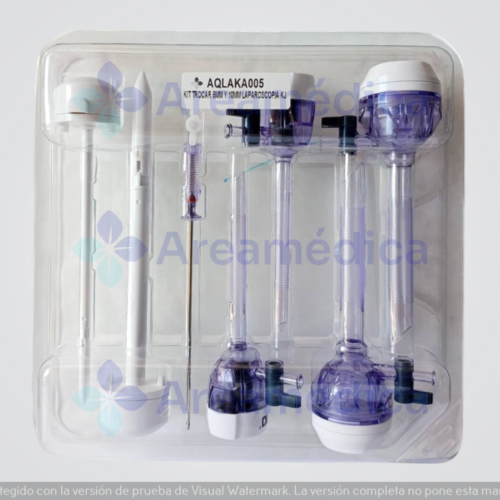 Kit Trocar 5MM Y 10MM Laparoscopia C/Cuchilla Retractil + Endobolsa + Aguja Neum