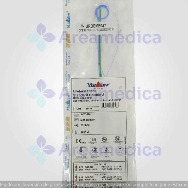 Cateter Doble J 5FR X 26CM Cateter Ureteral Corta Duracion 30 dias
