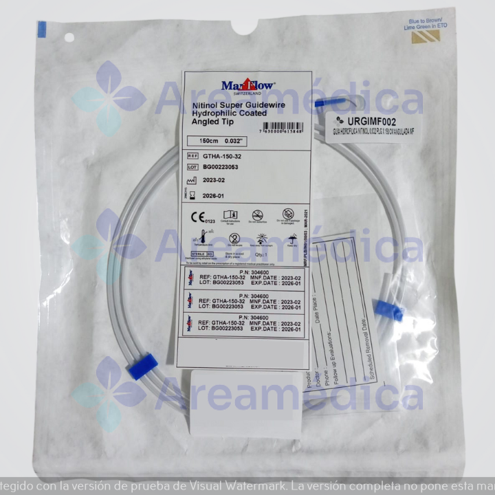 Guia Hidrofilica Nitinol 0.032 PLG X 150 CM Negra Angulada Guia Terumo