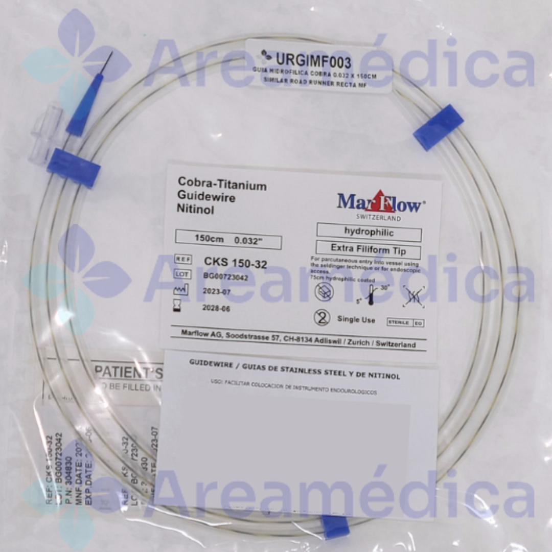 Guia Hidrofilica Nitinol 0.032 PLG X 150 CM Recta Similar Road Runner Guia Zebra