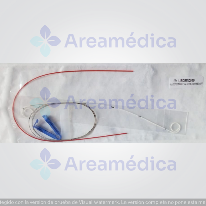 Cateter Doble J 4.6FR X 24CM Incluye Guia De Acero Recubrimiento Hidrofilico