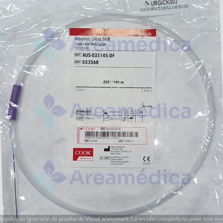 Guia De Amplatz 0.035 PLG X 145 CM Ultra Stiff Nucleo Fijo Super Flexible