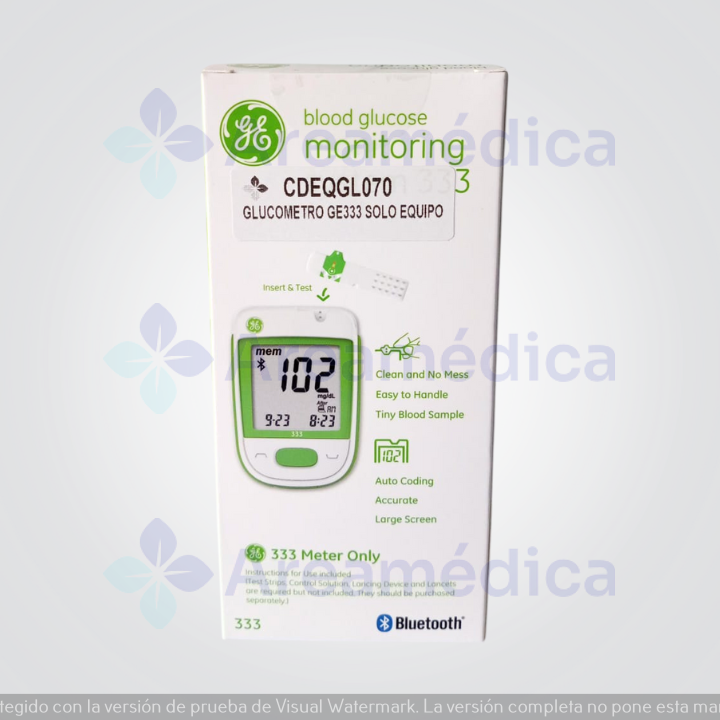 Glucometro GE333 Bluetooth Monitor De Glucosa Solo Equipo Sin Tiras De Prueba