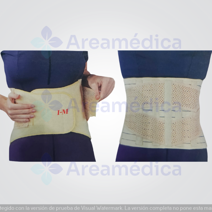 Faja Lumbar Talla XL Lumbo Sacra Cierre Magico Doble Ajuste 23CM Alto Color Beig