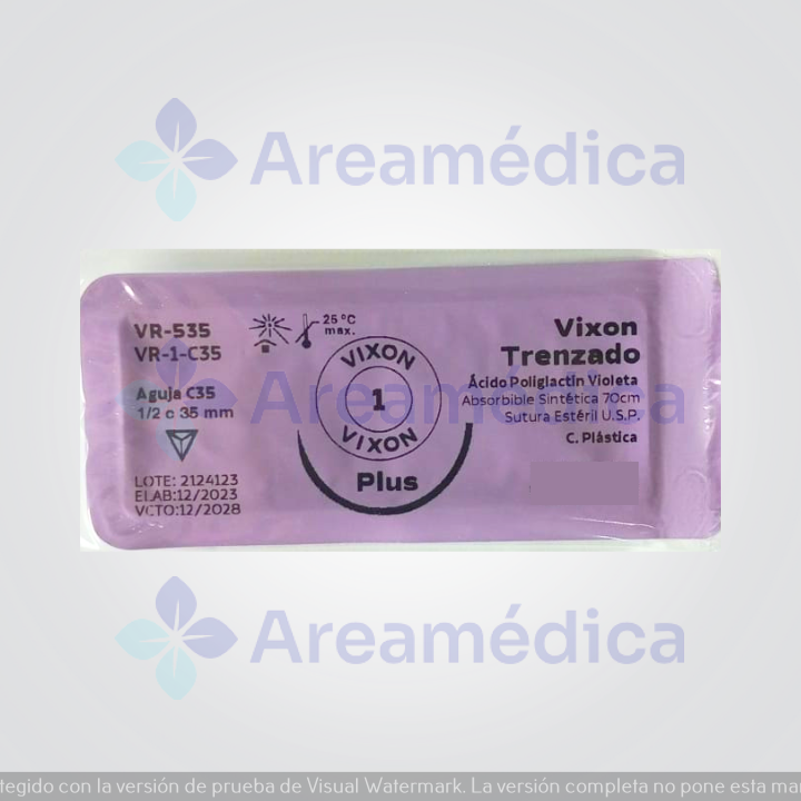 Vicryl 1 Curva Cortante Rapide Aguja 1/2C 35MM 70CM Poliglactina