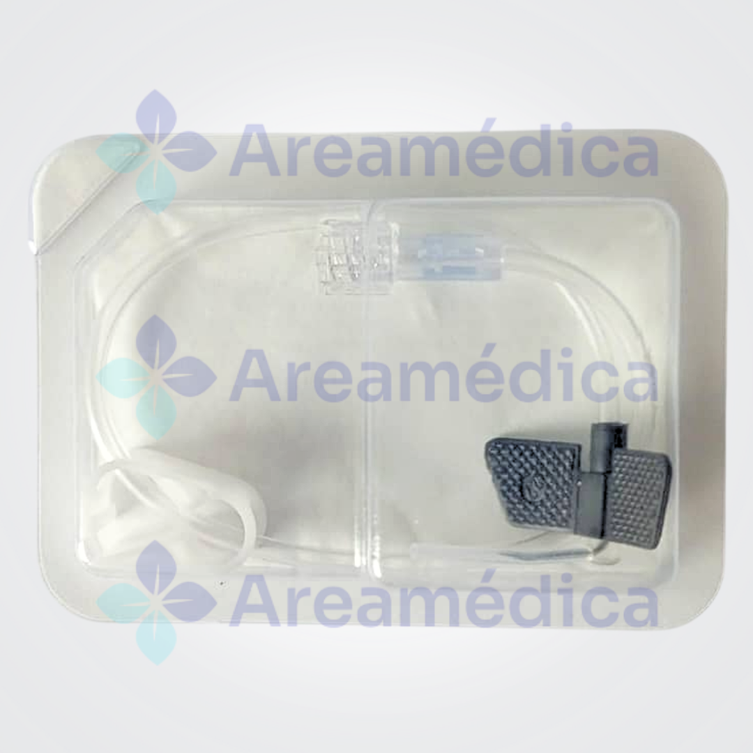 Aguja Huber Polyperf 22GX17MM Con Linea De Conexion PVC Para Quimioterapia