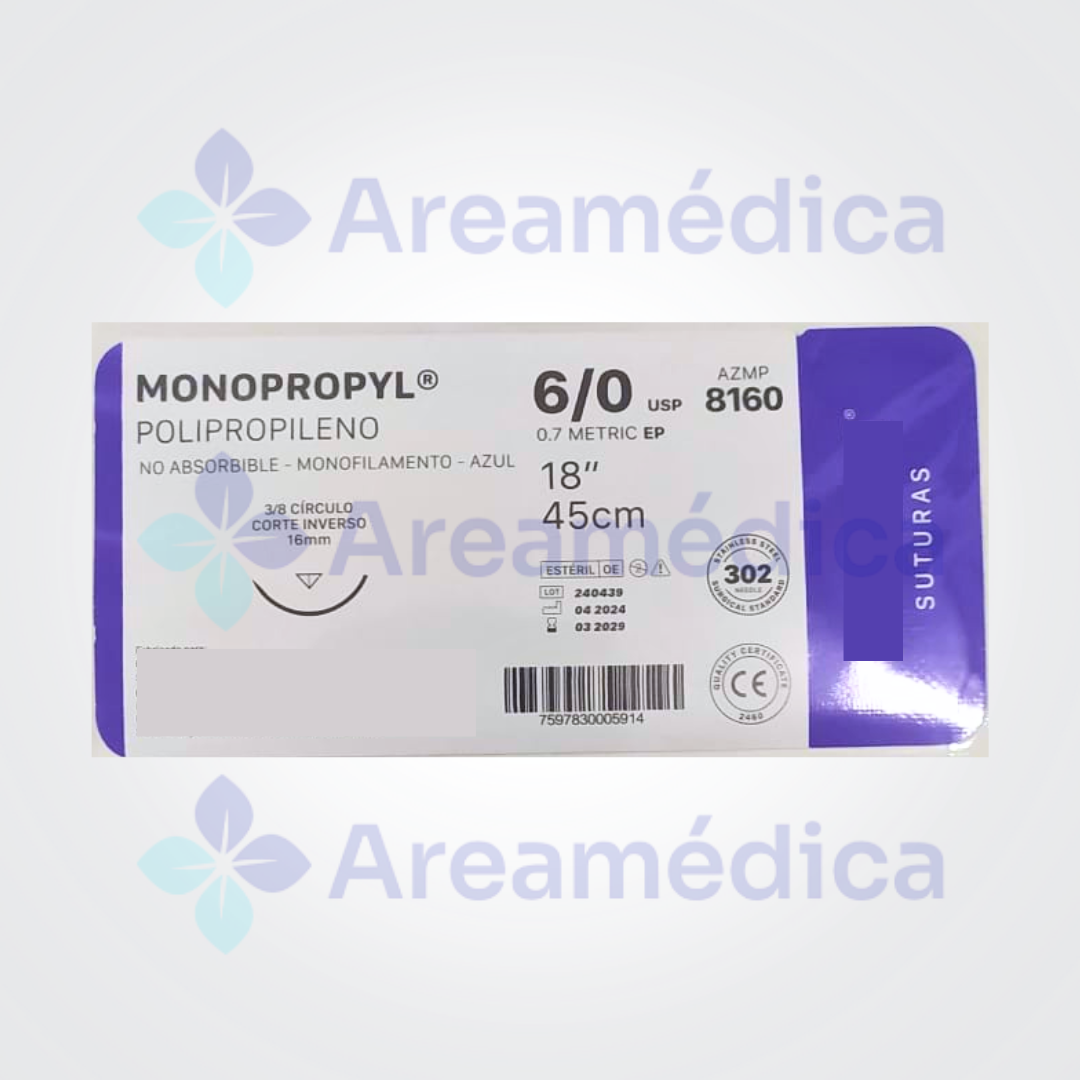 Prolene 6.0 Curva Cortante Aguja 3/8C 16MM 45CM Polipropileno