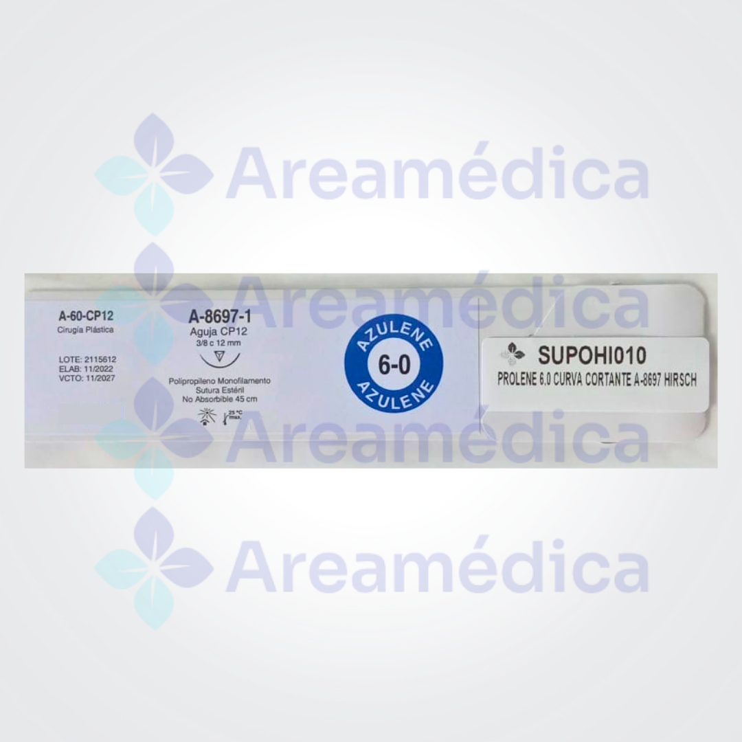 Prolene 6.0 Curva Cortante 1 Aguja 3/8C 12MM 45CM Polipropileno