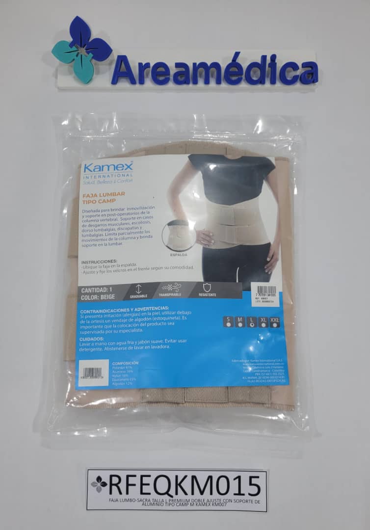 FAJA LUMBO-SACRA TALLA L PREMIUM DOBLE AJUSTE  TIPO CAMP M&nbsp;KM007&nbsp;
