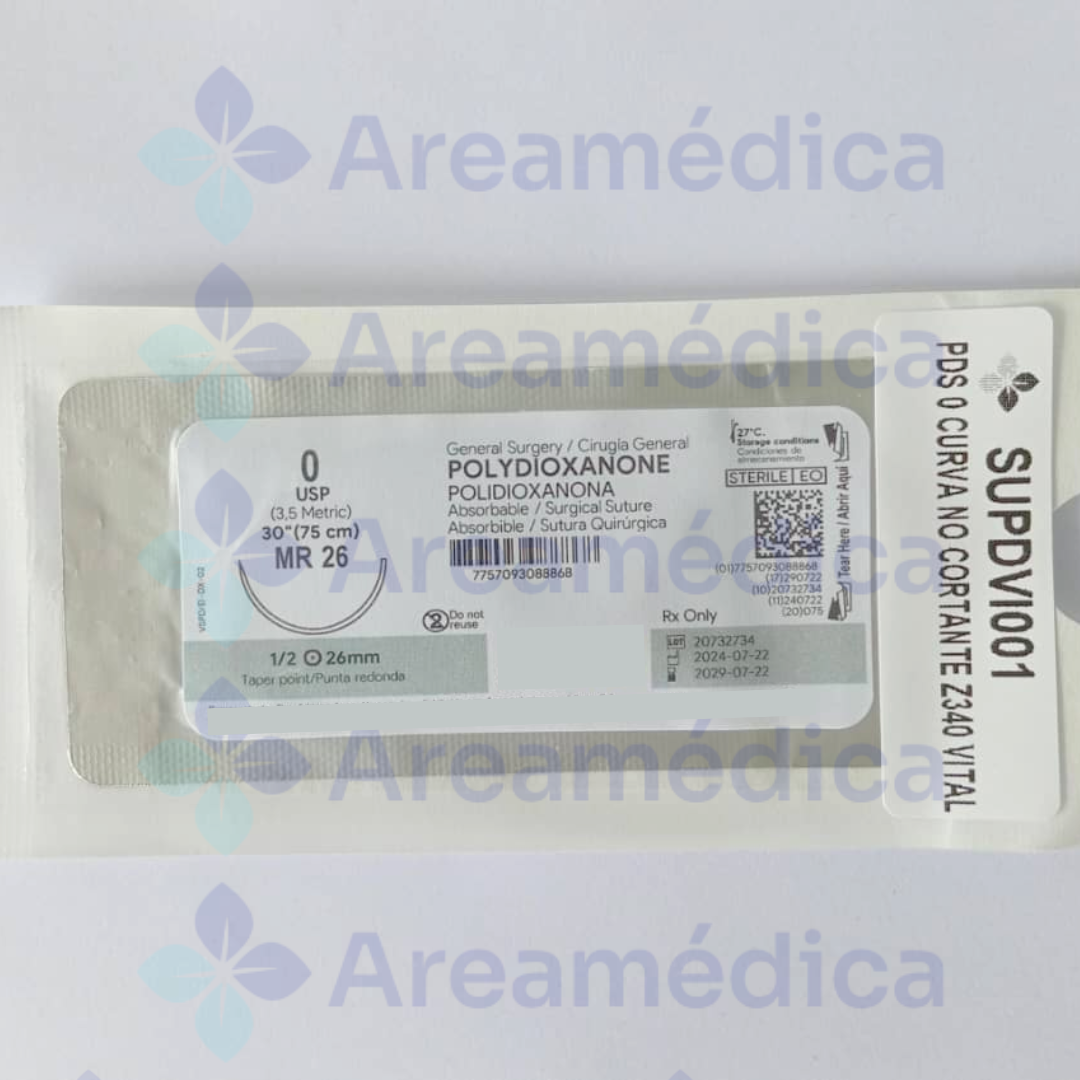 PDS 0 CURVA NO CORTANTE Z340 AGUJA 1/2 26MM 75CM POLIDIOXANONA